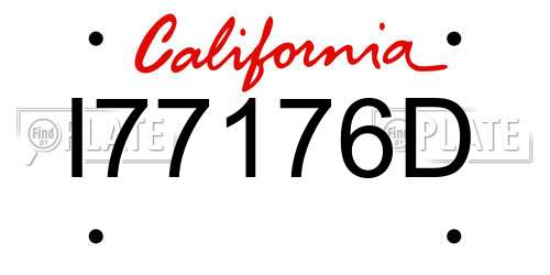 I77176D California License Plate