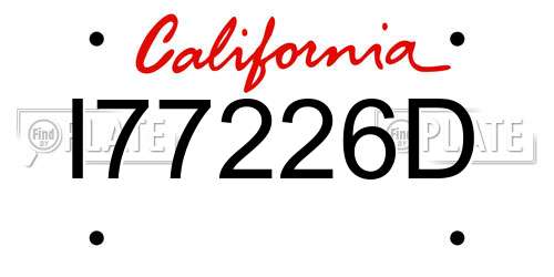 I77226D California License Plate