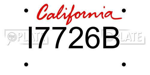I7726B California License Plate