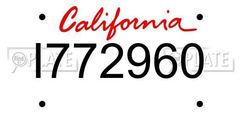 I772960 California License Plate