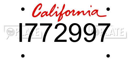 I772997 California License Plate
