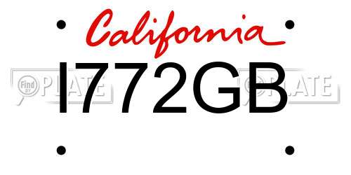 I772GB California License Plate