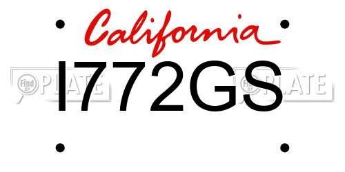 I772GS California License Plate
