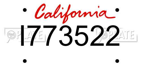 I773522 California License Plate