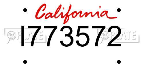 I773572 California License Plate