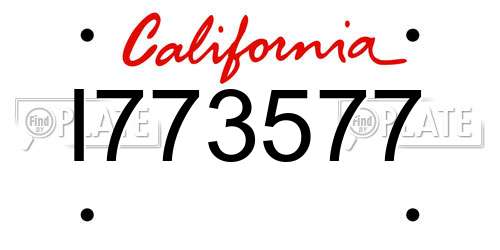 I773577 California License Plate