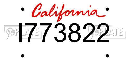 I773822 California License Plate