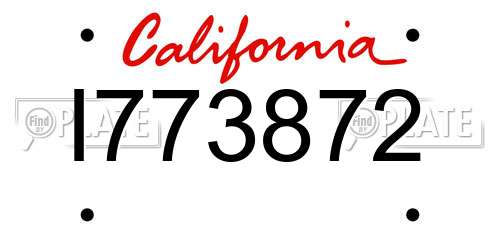 I773872 California License Plate