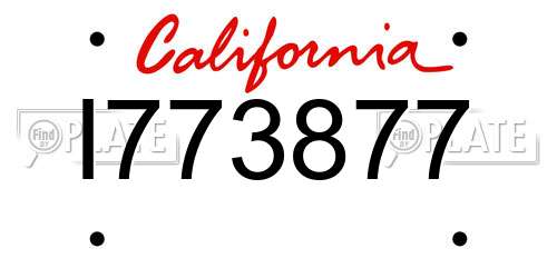 I773877 California License Plate