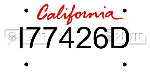 I77426D California License Plate