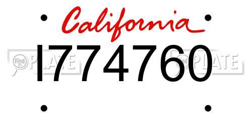 I774760 California License Plate