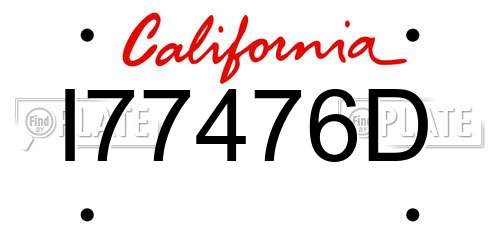 I77476D California License Plate