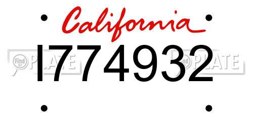 I774932 California License Plate
