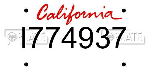 I774937 California License Plate