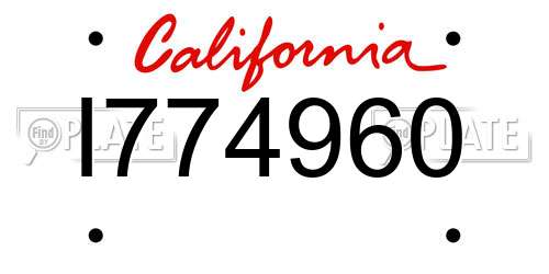 I774960 California License Plate