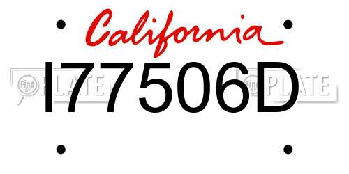 I77506D California License Plate