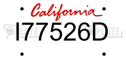 I77526D California License Plate