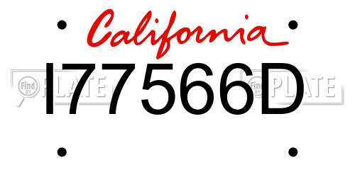 I77566D California License Plate