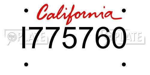 I775760 California License Plate