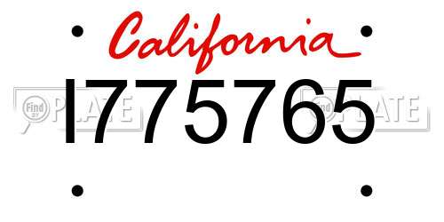 I775765 California License Plate