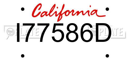 I77586D California License Plate