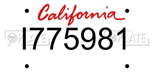 I775981 California License Plate