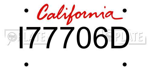 I77706D California License Plate