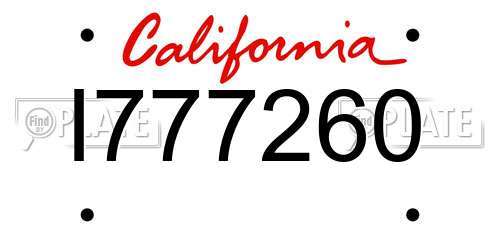 I777260 California License Plate