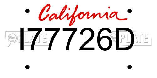 I77726D California License Plate