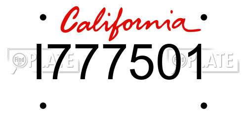 I777501 California License Plate