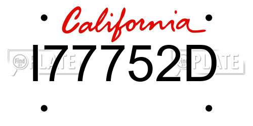 I77752D California License Plate