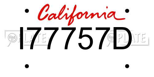 I77757D California License Plate