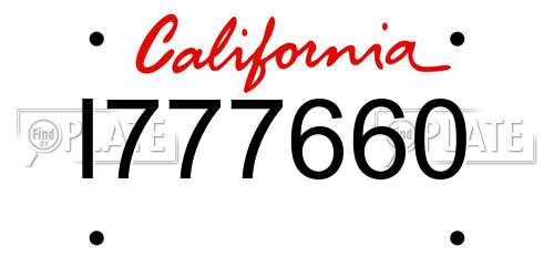 I777660 California License Plate