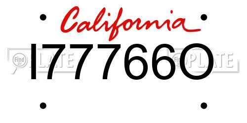 I77766O California License Plate