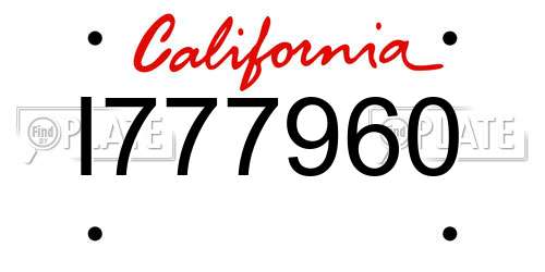 I777960 California License Plate