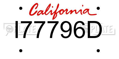 I77796D California License Plate