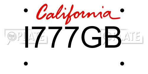 I777GB California License Plate
