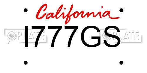 I777GS California License Plate
