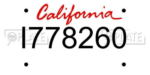 I778260 California License Plate