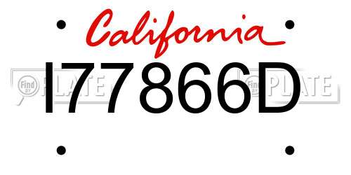 I77866D California License Plate