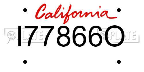 I77866O California License Plate