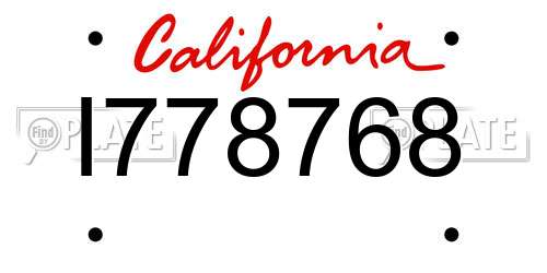 I778768 California License Plate