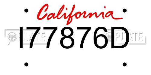 I77876D California License Plate