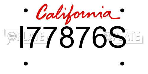 I77876S California License Plate