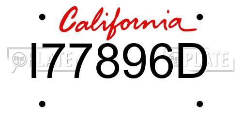 I77896D California License Plate