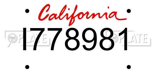 I778981 California License Plate