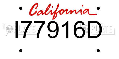 I77916D California License Plate