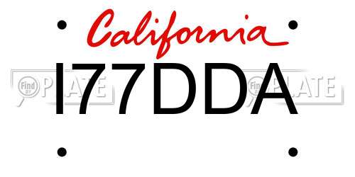 I77DDA California License Plate