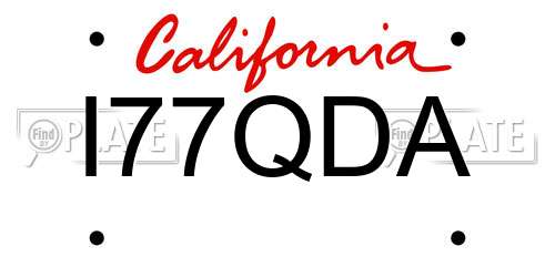 I77QDA California License Plate