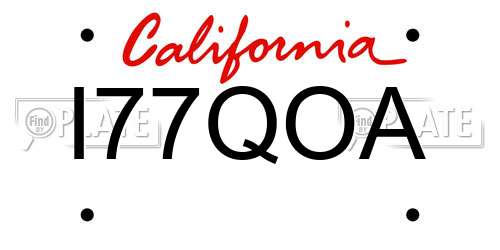 I77QOA California License Plate